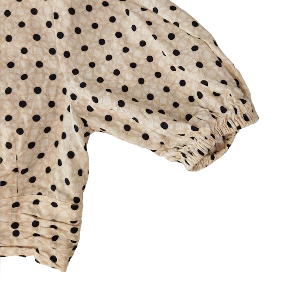 Peony Swimwear Resortwear Tie Front Crop Puff Sleeve Polka Dot Top - Picture 14 of 16